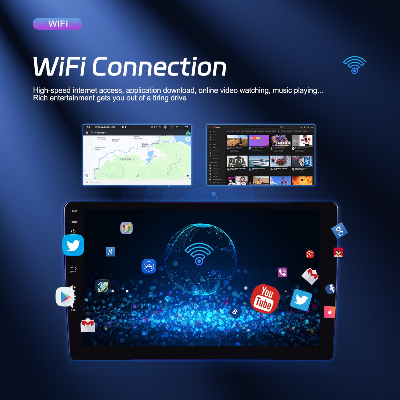 Podofo Android 13 Car Radio 8 Core 9'' 8+128GB QLED Screen Stereo Carplay Android Auto WiFi GPS 4G BT AI Voice DSP RDS Autoradio