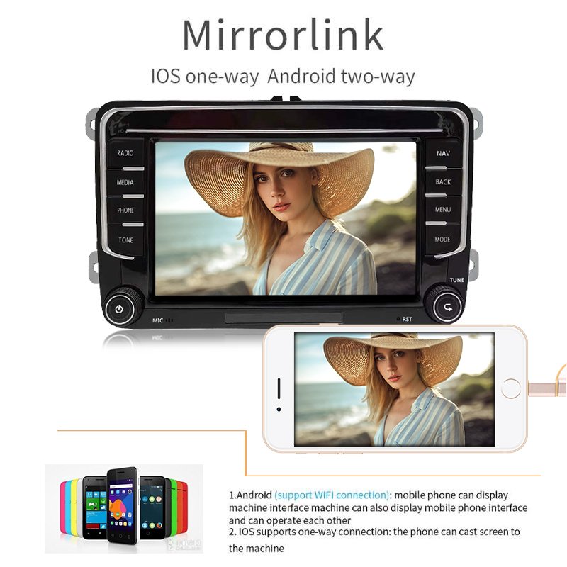 Car DVD Player for VW Multimedia Player 2 Din 7 Inch Touch Screen Car Radio Android MP5 Player Car Stereo with GPS BT Function