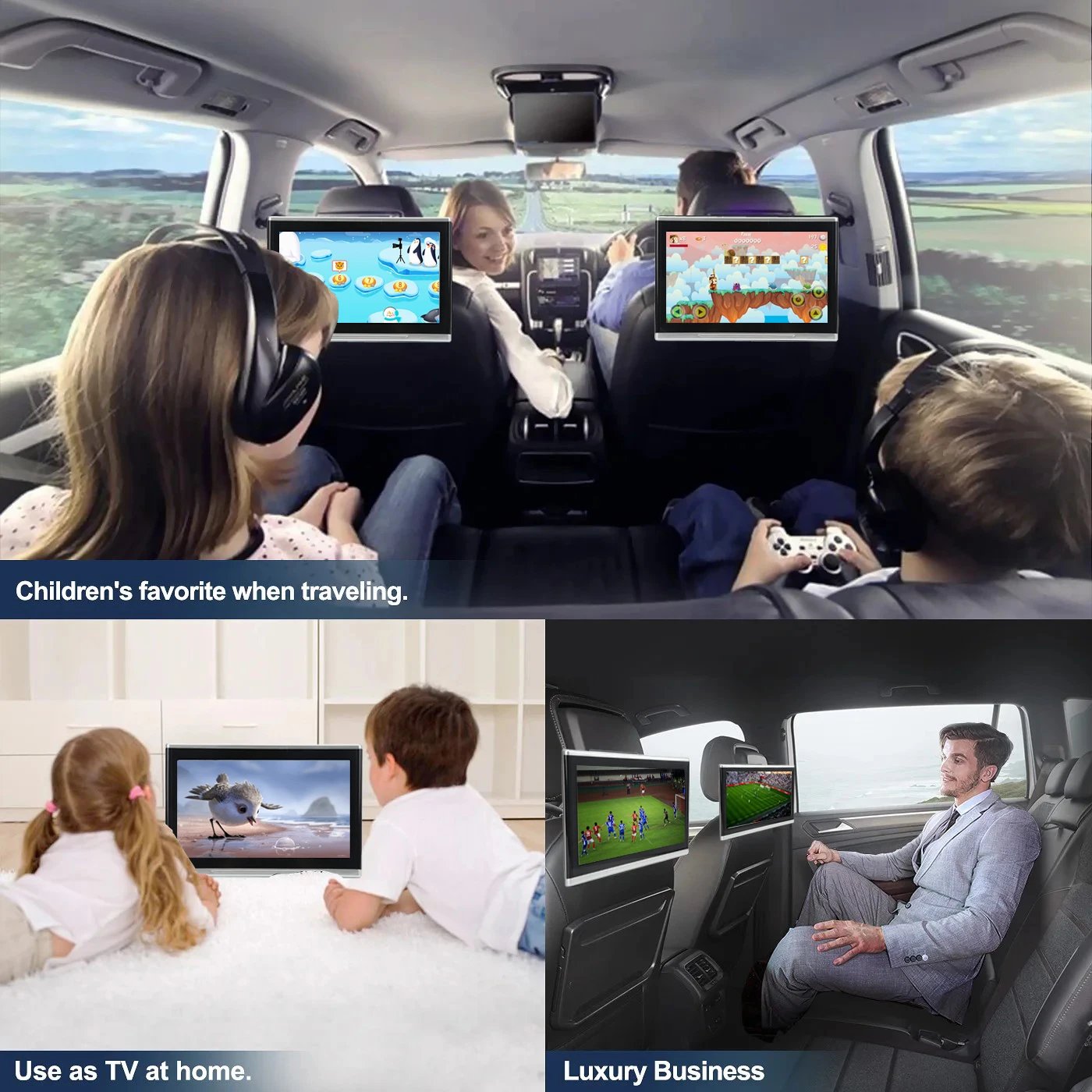 12 Inch HD Android Multimedia Player for Car Rear Seat Headrest Touch Screen IPS Display Wifi Mirror Link FM Transmit Audio HDMI