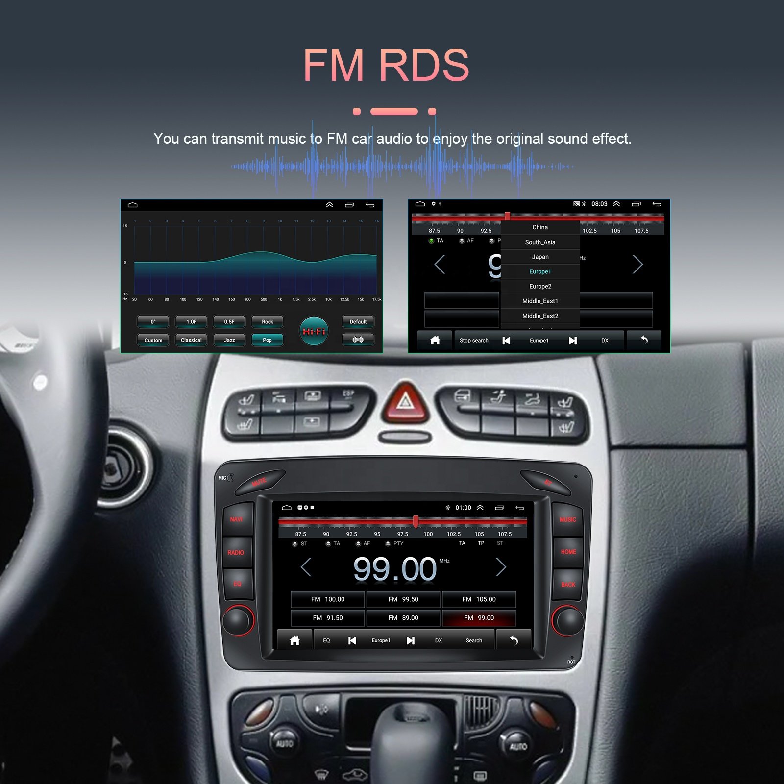 Podofo Android Car Stereo Radio 2+32G 7'' Carplay Android Auto GPS RDS HIFI with AHD Camera For Mercedes-Benz W209