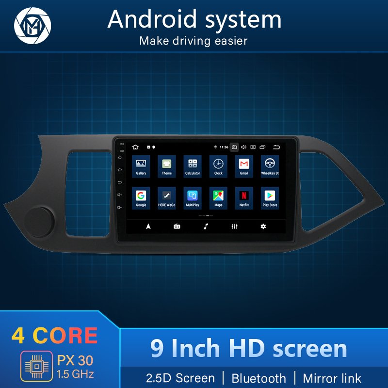 Android 9 Inch Multimedia Car Radio Stereo Video Dvd Player For Kia Picanto 2011 2012 2013 2014 2015
