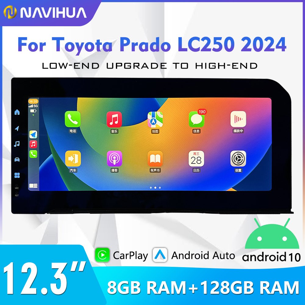 NaviHua Autoradio GPS Navigation System Audio Stereo Car DVD Player Multimedia Android Car Radio For Toyota Prado LC250 2024