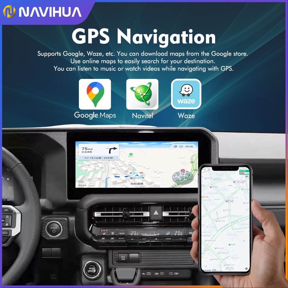NaviHua Autoradio GPS Navigation System Audio Stereo Car DVD Player Multimedia Android Car Radio For Toyota Prado LC250 2024