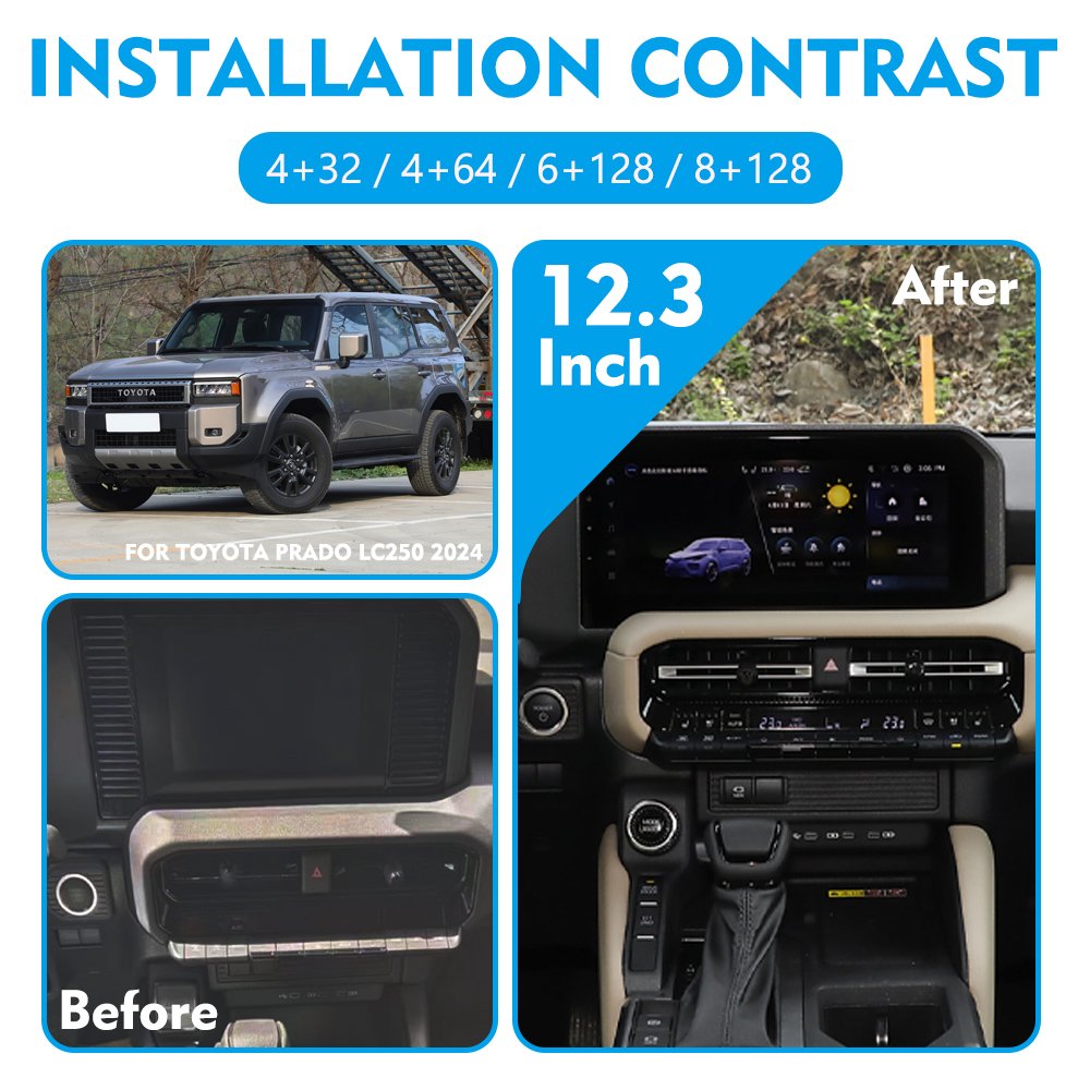 NaviHua Autoradio GPS Navigation System Audio Stereo Car DVD Player Multimedia Android Car Radio For Toyota Prado LC250 2024