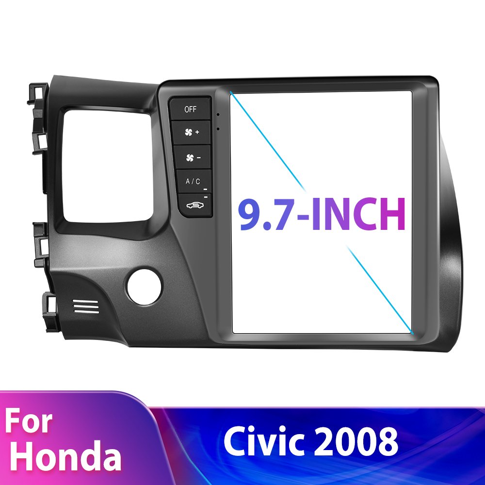 Podofo 9.7'' Car Radio Wiring Harness Android Frame Dashboard Installation Kits For Honda Civic 2008-2011