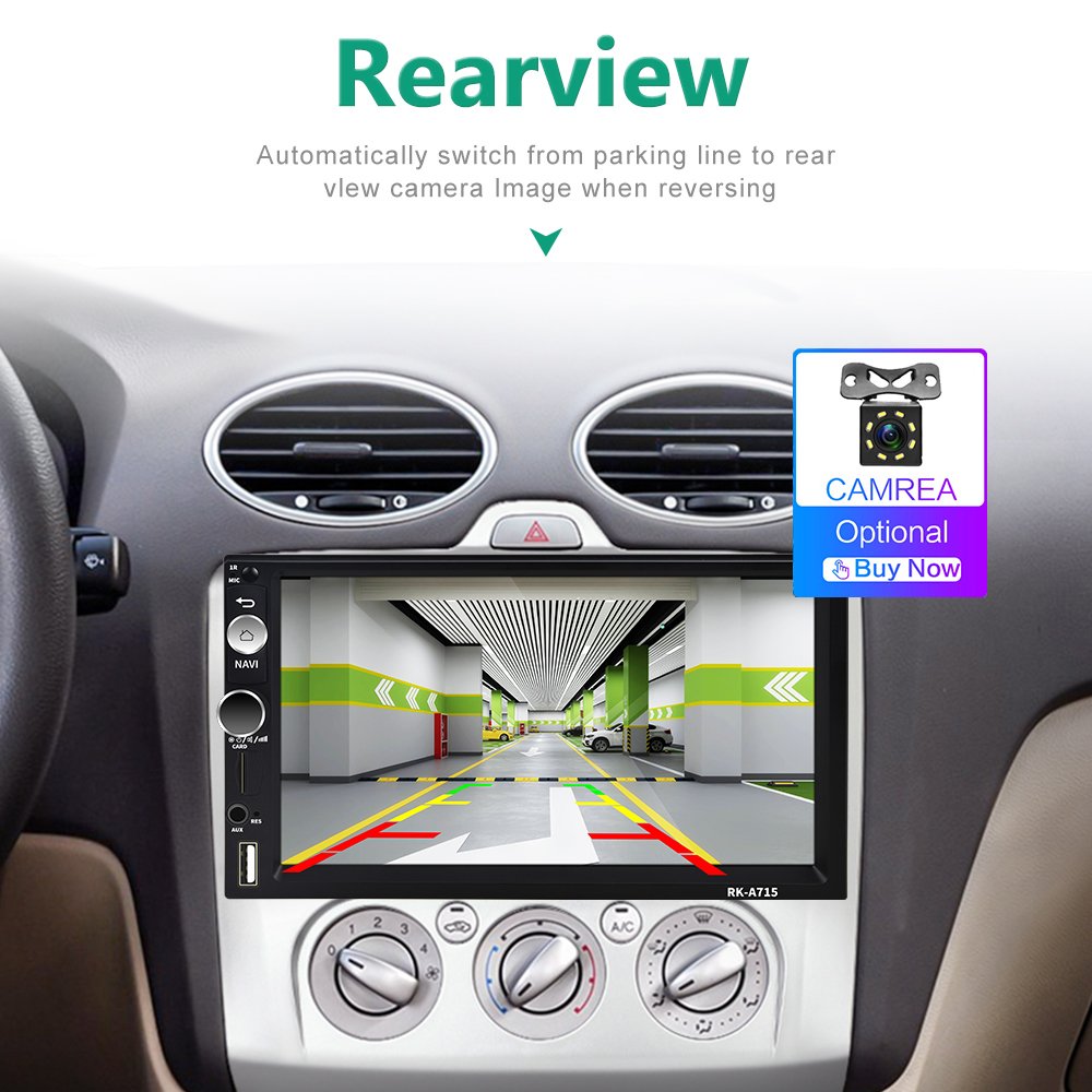 Podofo Android 7" Car Radio Autoradio GPS WiFi BT with Steering Wheel Control + Frame Universal