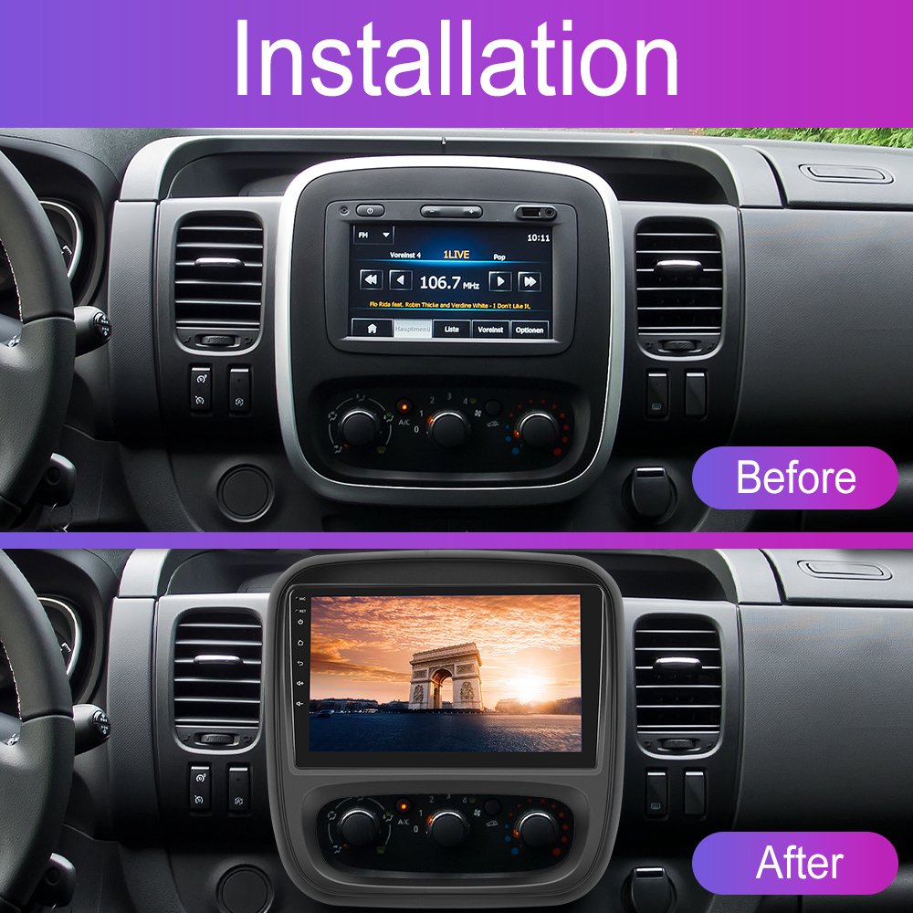 (EU/UK Stock) Podofo 9" Car Radio Frame with Canbus For Renault TRAFIC/Opel VIVARO 2015 Dashboard Panel Fascia Wholesales