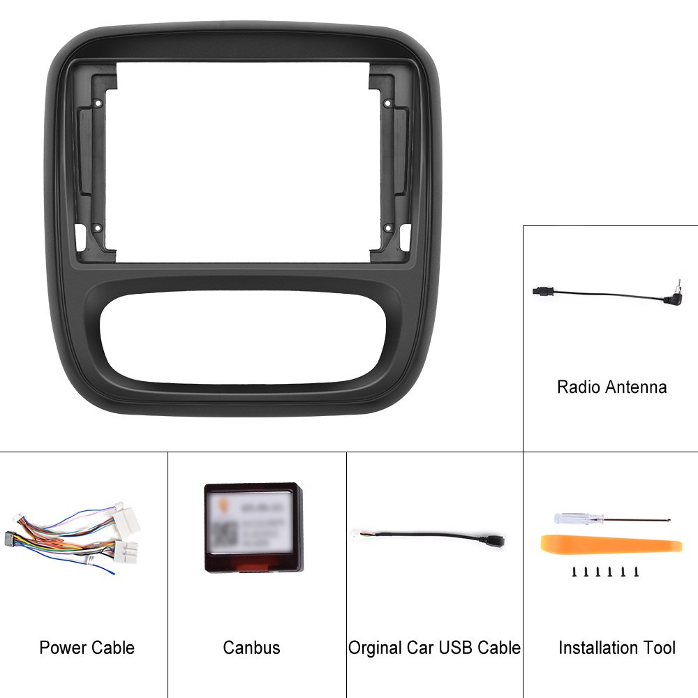(EU/UK Stock) Podofo 9" Car Radio Frame with Canbus For Renault TRAFIC/Opel VIVARO 2015 Dashboard Panel Fascia Wholesales