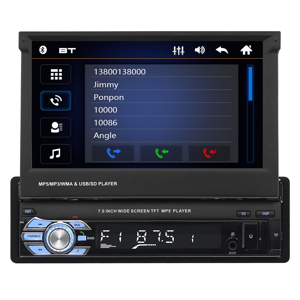 Single 1Din+2Din 9601 car radio stereo universal 7 inch retractable screen with BT USB AUX radio dvd player