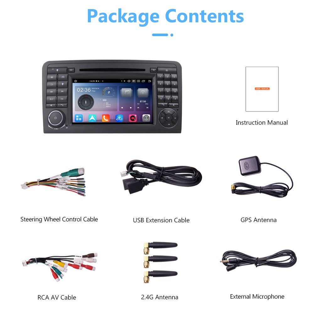 7"2Din Android 10.0 RK PX30 4-Core DAB+ Car CD/DVD Player for Mercedes ML/GL Klasse W164 X164 with WIFI TPMS OBD2 3G BT RADIO RD