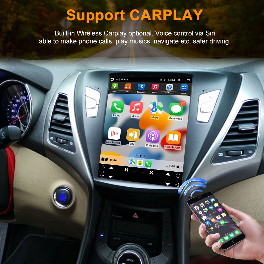 Topnavi 9.7 Inch Car Dvd Player GPS Navigation Car Radio Vertical Screen Head Unit For Tesla Style Hyundai Elantra 2012 - 2016
