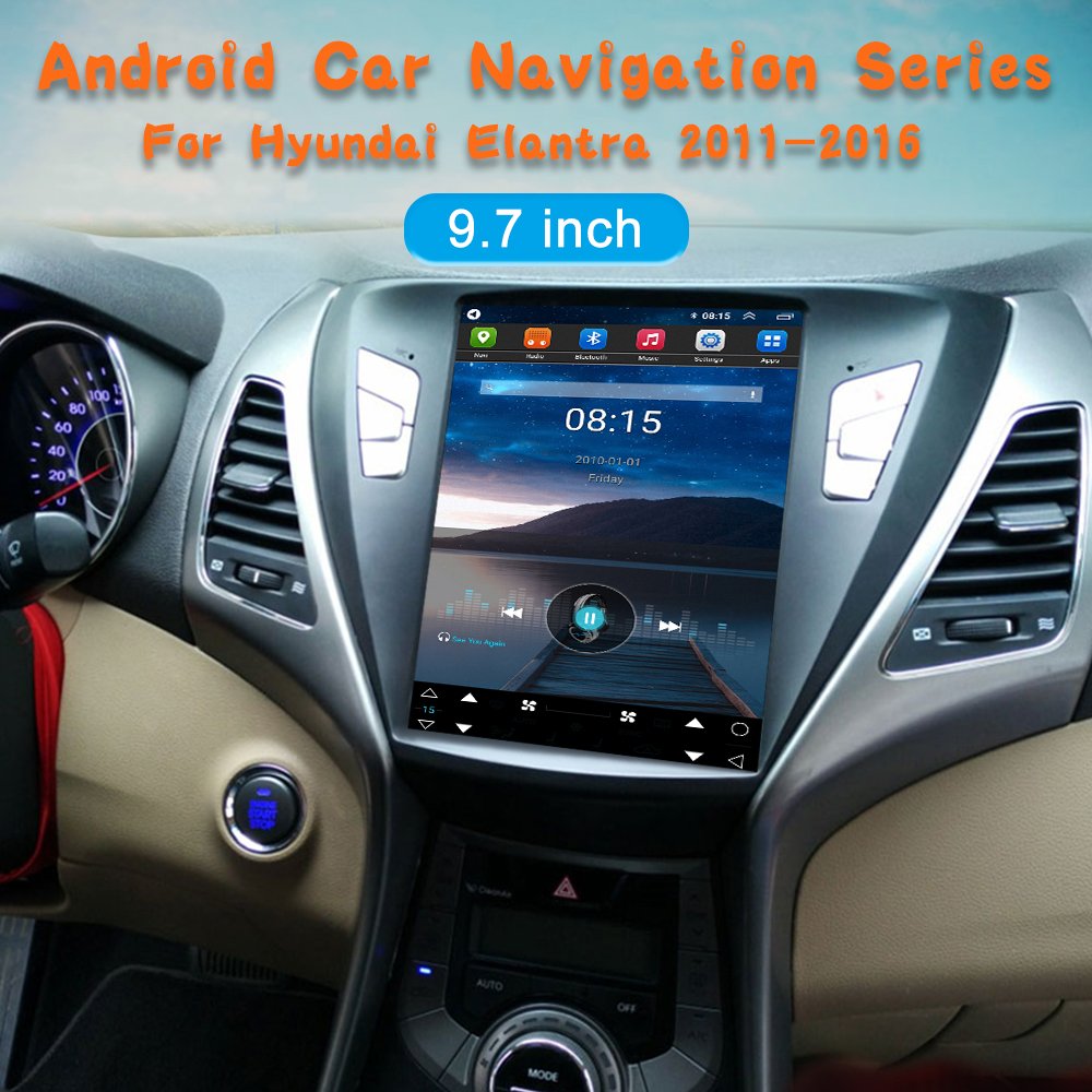 Topnavi 9.7 Inch Car Dvd Player GPS Navigation Car Radio Vertical Screen Head Unit For Tesla Style Hyundai Elantra 2012 - 2016