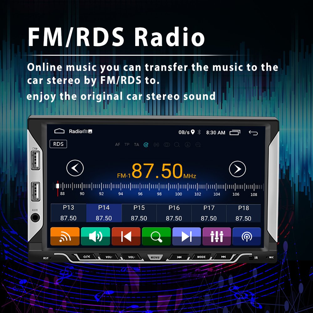 Podofo 2 Din Android Double Din Car Radio Stereo Autoradio 7" 2.5D Touch Screen GPS WIFI FM RDS BT 6 USB Port Auto Electronic