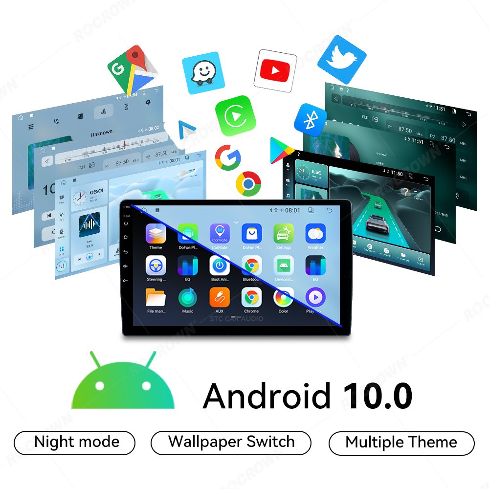 Universal Android Car DVD Player with Built-In GPS Capacitive Touch Screen BT Wifi Compatible with Wireless Carplay Android Auto