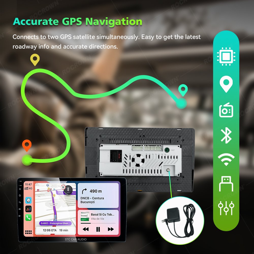 Universal Android Car DVD Player with Built-In GPS Capacitive Touch Screen BT Wifi Compatible with Wireless Carplay Android Auto