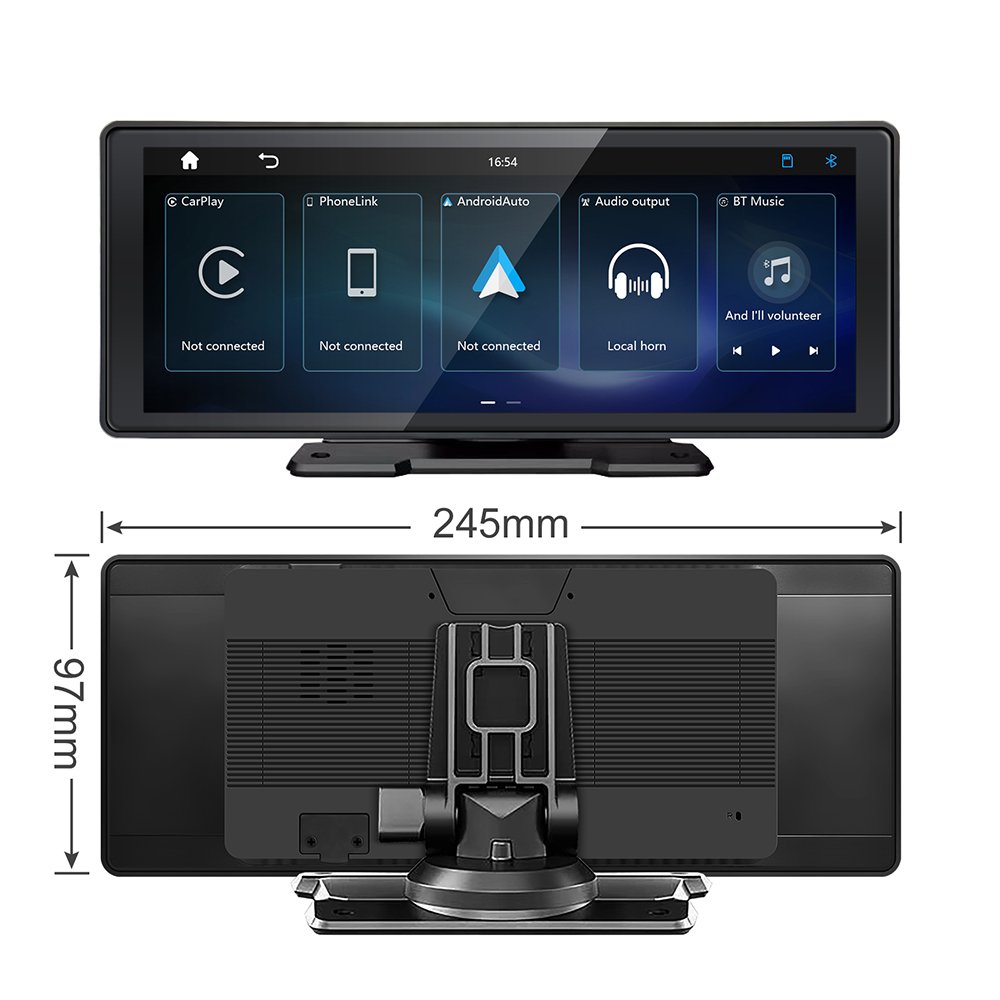 10.26" IPS touch screen HD Portable Monitor Wireless Carplay Android auto Display Universal car dvd player