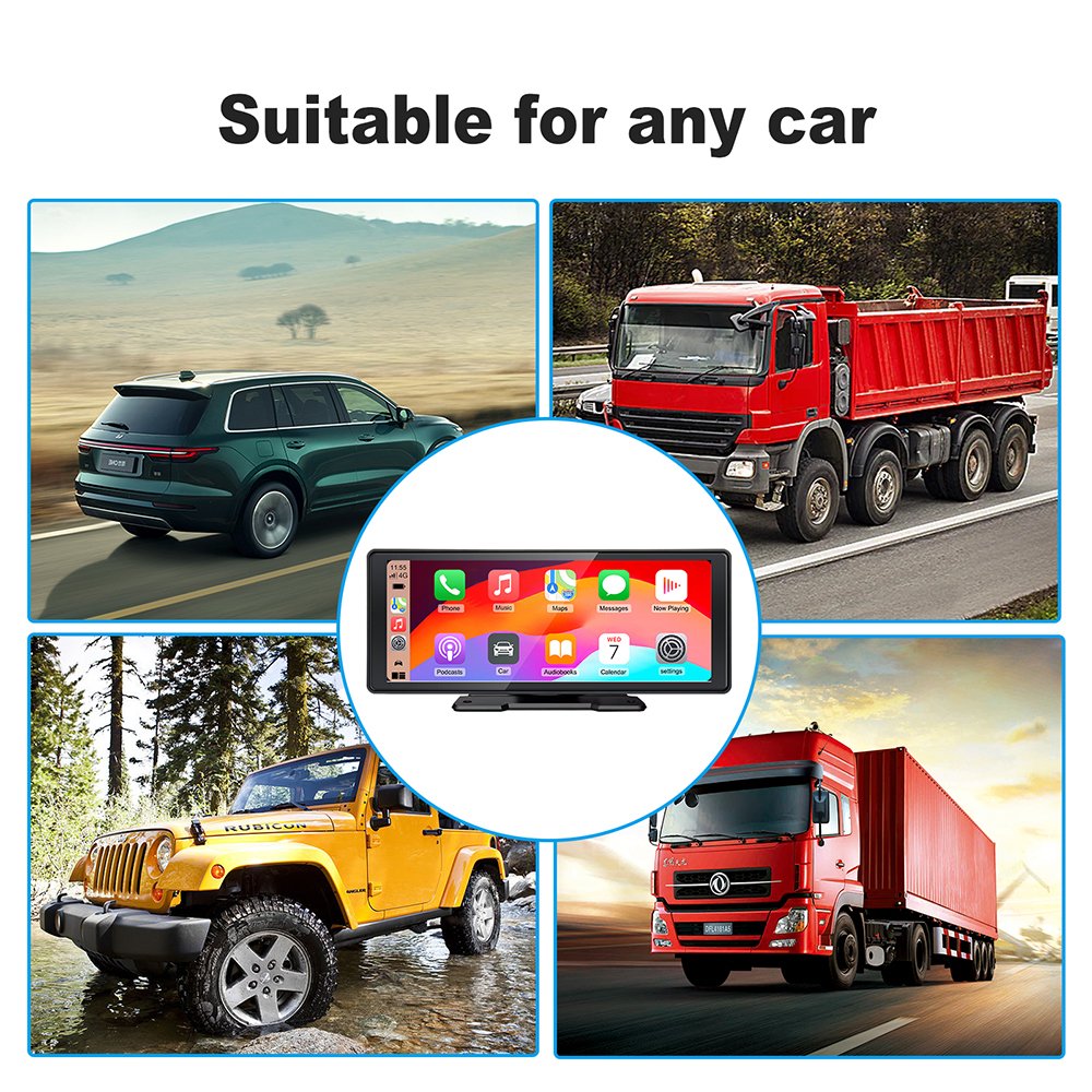 10.26" IPS touch screen HD Portable Monitor Wireless Carplay Android auto Display Universal car dvd player