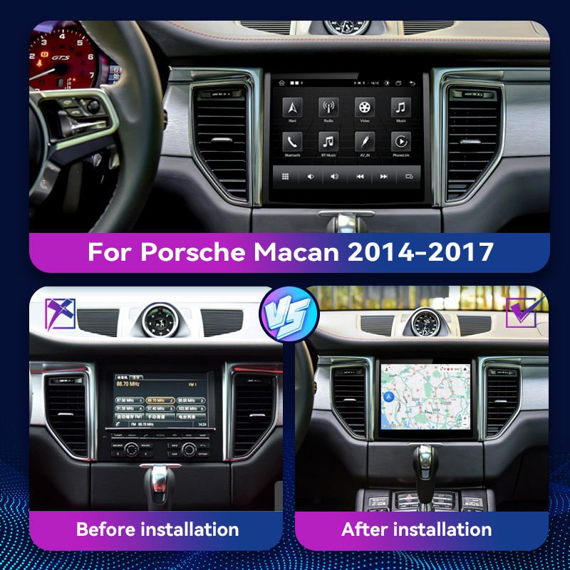 Aijia 2 Din Head Unit For Porsche Macan 2014-2017Android Radio Car DVD Player Carplay Multimedia System Touch Screen Android