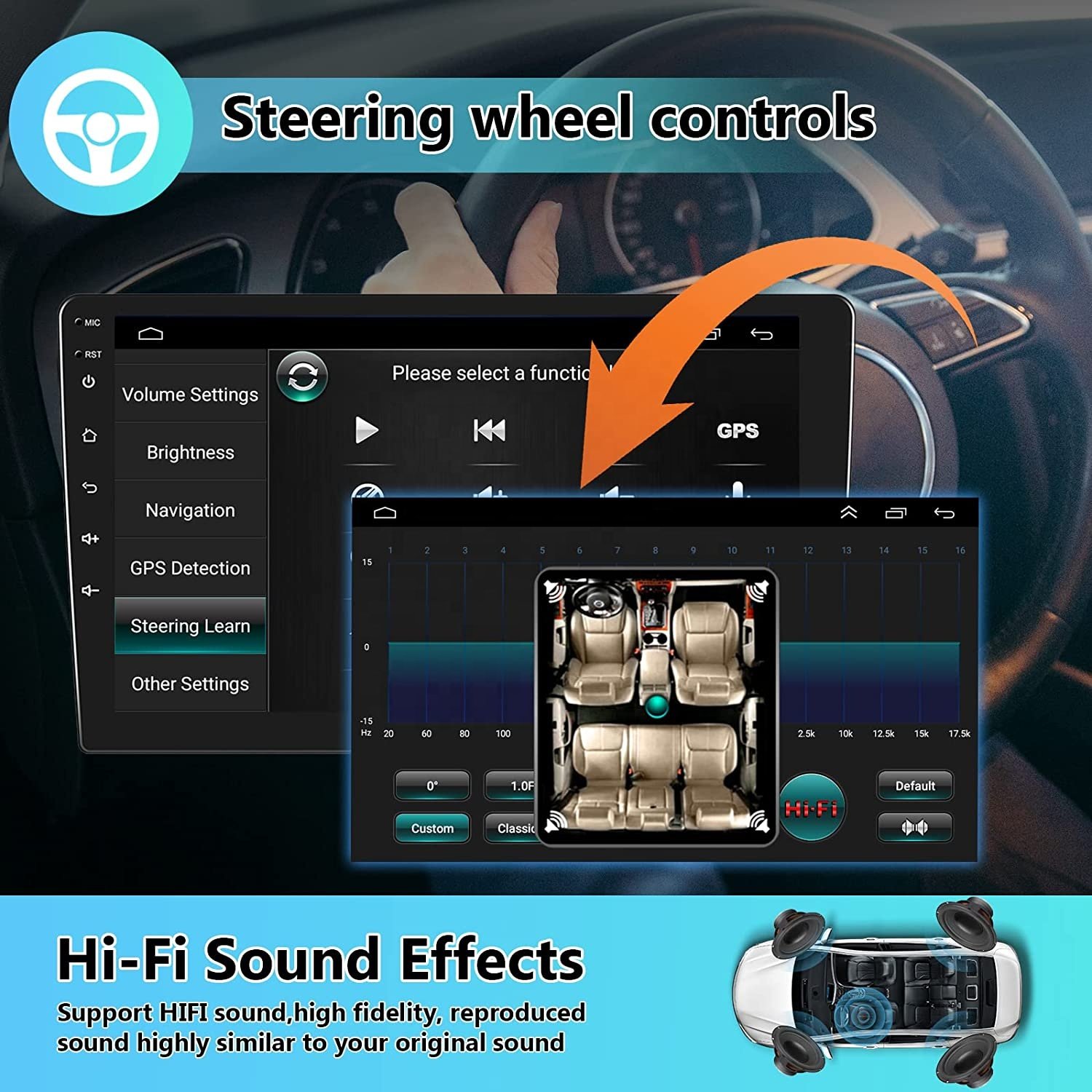 (US Stock) Podofo 9/10.1" 1+16/2+32GB 2 Din Car Stereo Android Car Radio Wireless CarPlay & Android Auto GPS WIFI Hifi Audio RDS