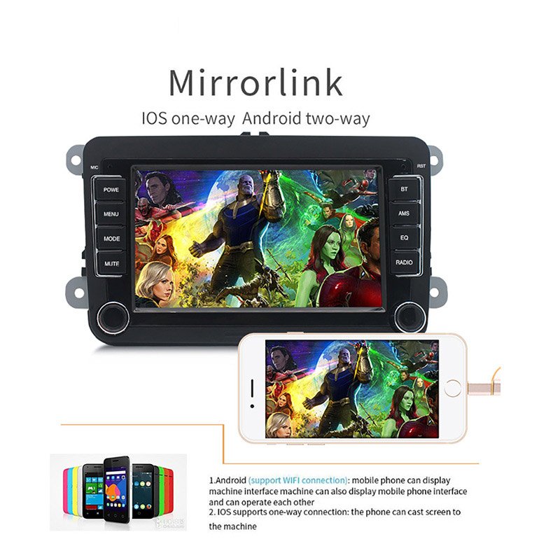 For Volkswagen 7 inch IPS 2 DIN Android 10 Auto Multimedia BT WIFI FM Radio Player 2+32GB Quadcore with GPS Navigation Carplay