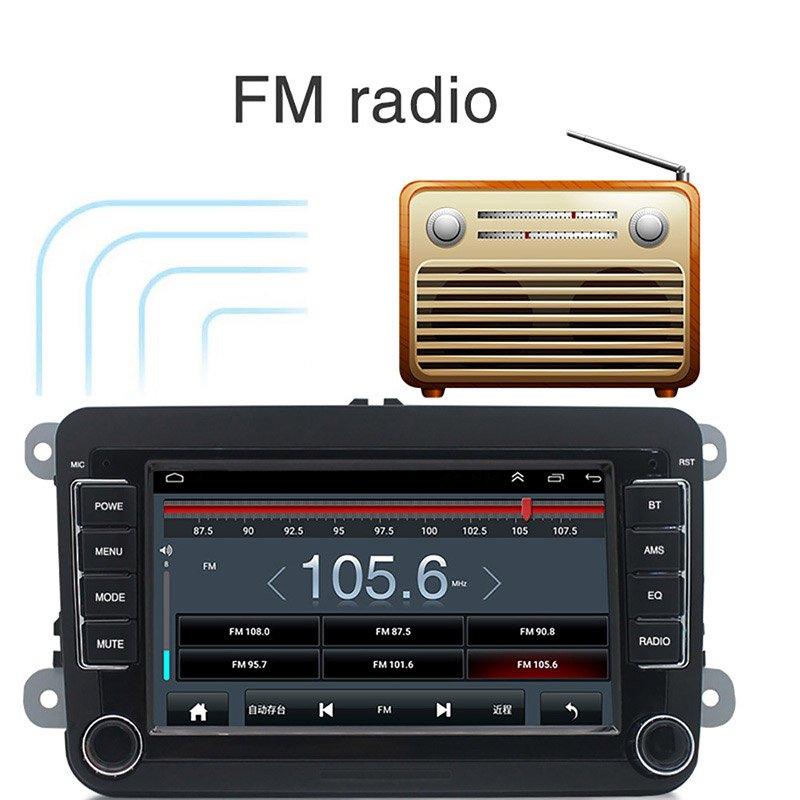 For Volkswagen 7 inch IPS 2 DIN Android 10 Auto Multimedia BT WIFI FM Radio Player 2+32GB Quadcore with GPS Navigation Carplay