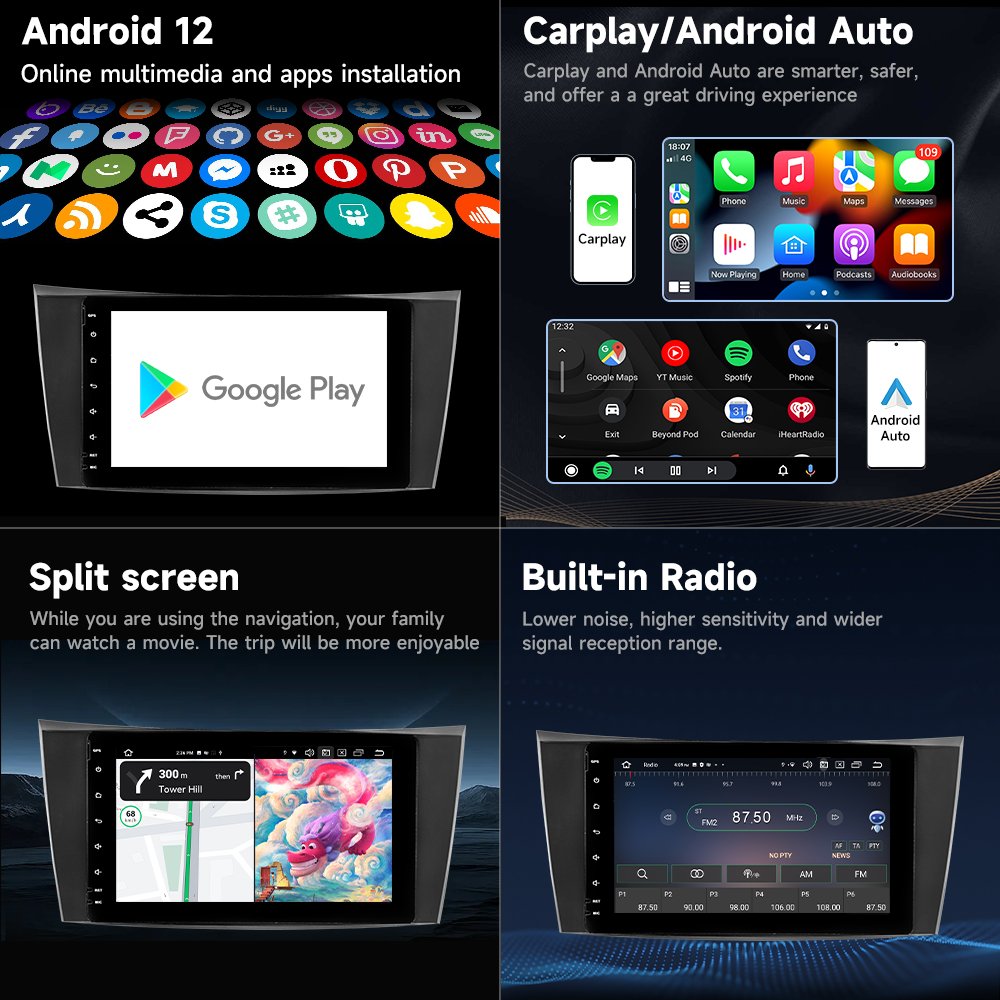 For Mercedes Benz E Class W211 Car DVD Player 8inch touch screen 4+64GB Android Car DVD 2002-2009
