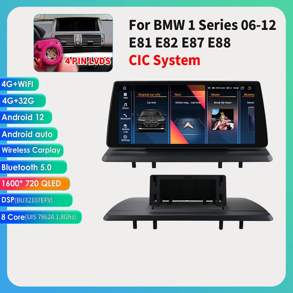 10.33 Inch Wifi+4G OLED Android 12 Rgb Car Dvd Player for BMW 1 Series E82 E88 with radio CarPlay Android Auto GPS