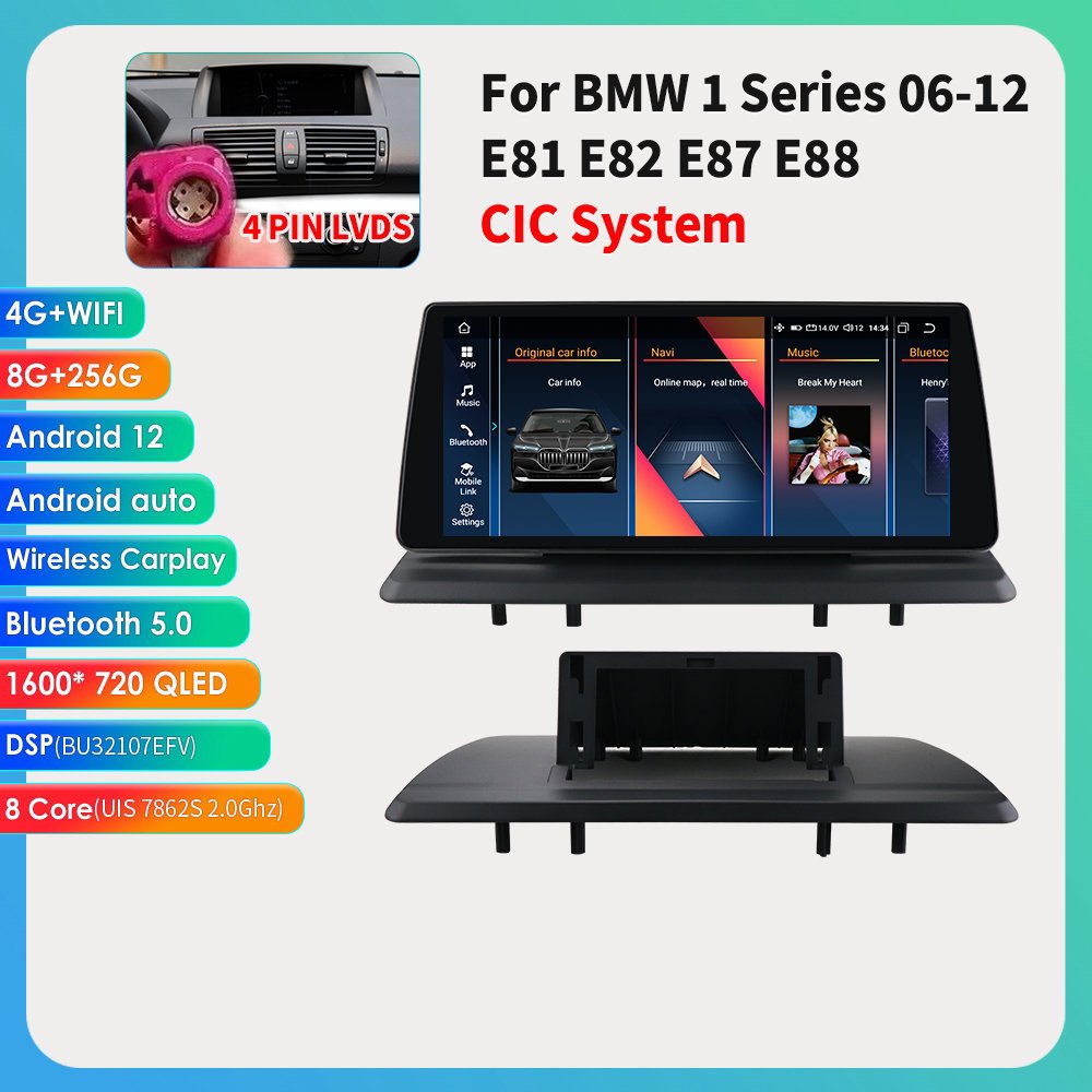 10.33 Inch Wifi+4G OLED Android 12 Rgb Car Dvd Player for BMW 1 Series E82 E88 with radio CarPlay Android Auto GPS