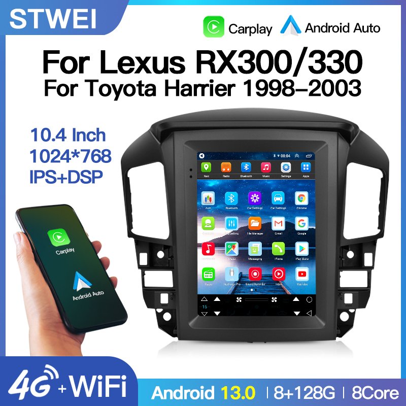 For Lexus RX300 RX330 Toyota Harrier1998-2005 For Tesla Style Screen Car Radio Multimedia Player CarPlay Android Navigation Wifi