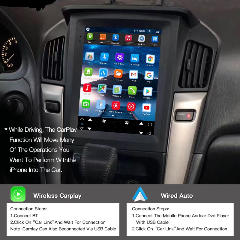 For Lexus RX300 RX330 Toyota Harrier1998-2005 For Tesla Style Screen Car Radio Multimedia Player CarPlay Android Navigation Wifi