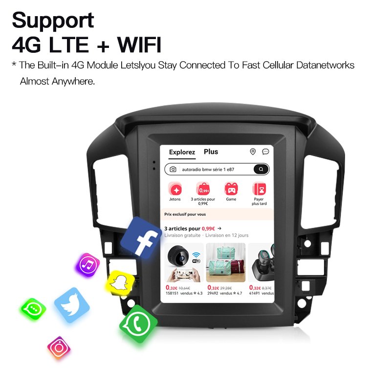 For Lexus RX300 RX330 Toyota Harrier1998-2005 For Tesla Style Screen Car Radio Multimedia Player CarPlay Android Navigation Wifi