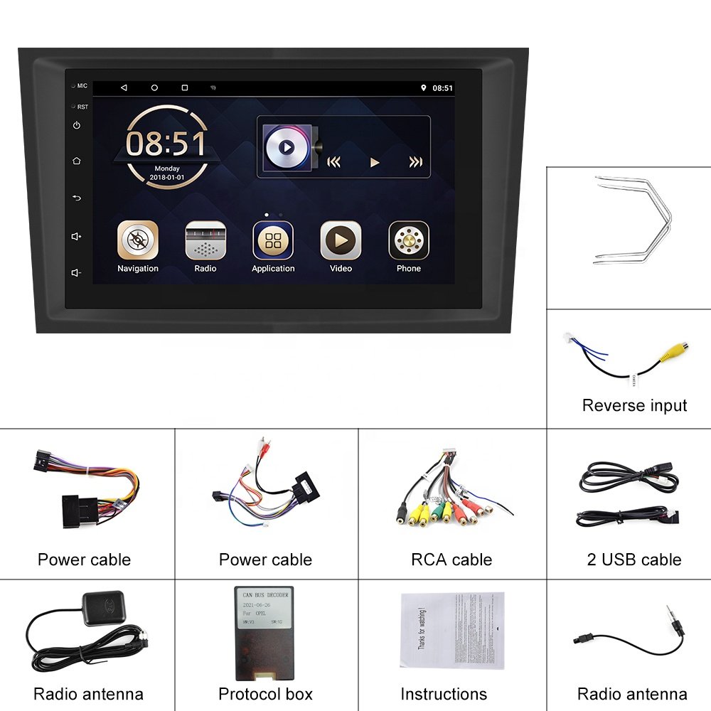 (EU Stock) Podofo 2Din 7" Android 13 Car Radio Autoradio Video GPS Navigation OBD2 Wifi For Opel/Astra/Antara/Vectra/Corsa/Zafir