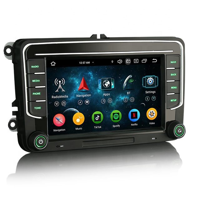 Erisin ES5735V IPS Screen Android 13 GPS SatNav Car Stereo For VW Sharan Seat Skoda 4G LTE Wireless BT5.0 CarPlay Auto Car Radio