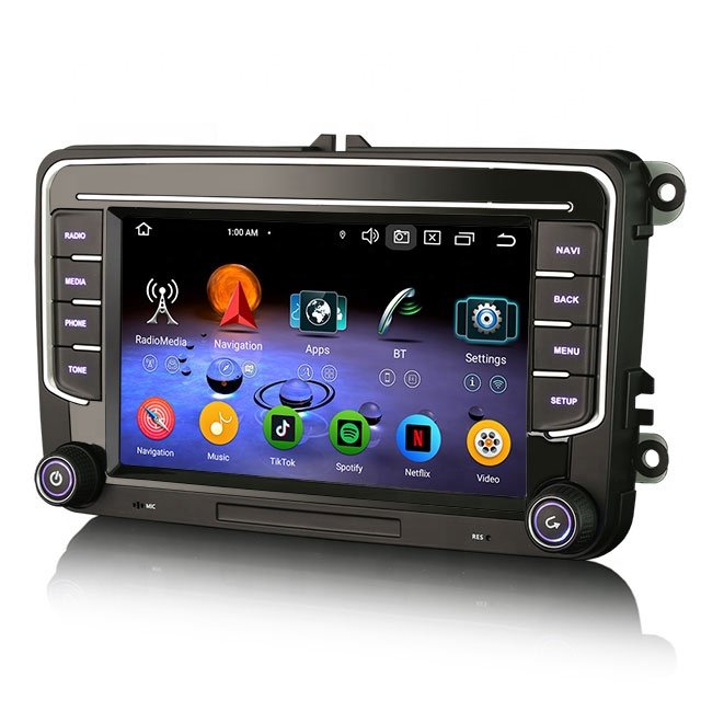 Erisin ES5735V IPS Screen Android 13 GPS SatNav Car Stereo For VW Sharan Seat Skoda 4G LTE Wireless BT5.0 CarPlay Auto Car Radio
