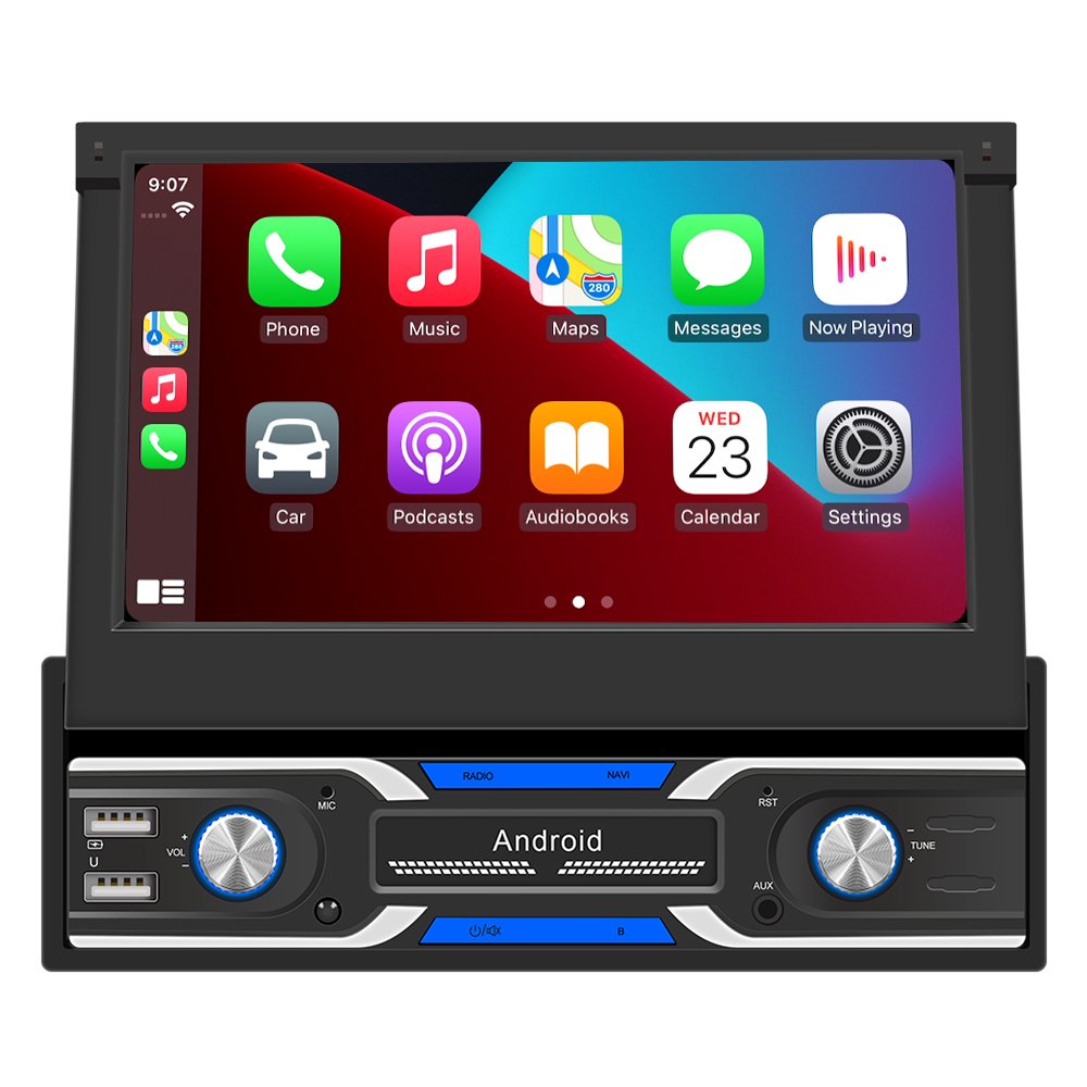 Universal Single 1 Din 7 inch Touch Screen Stereo FM AM GPS Navigation android Car DVD Player with carplay