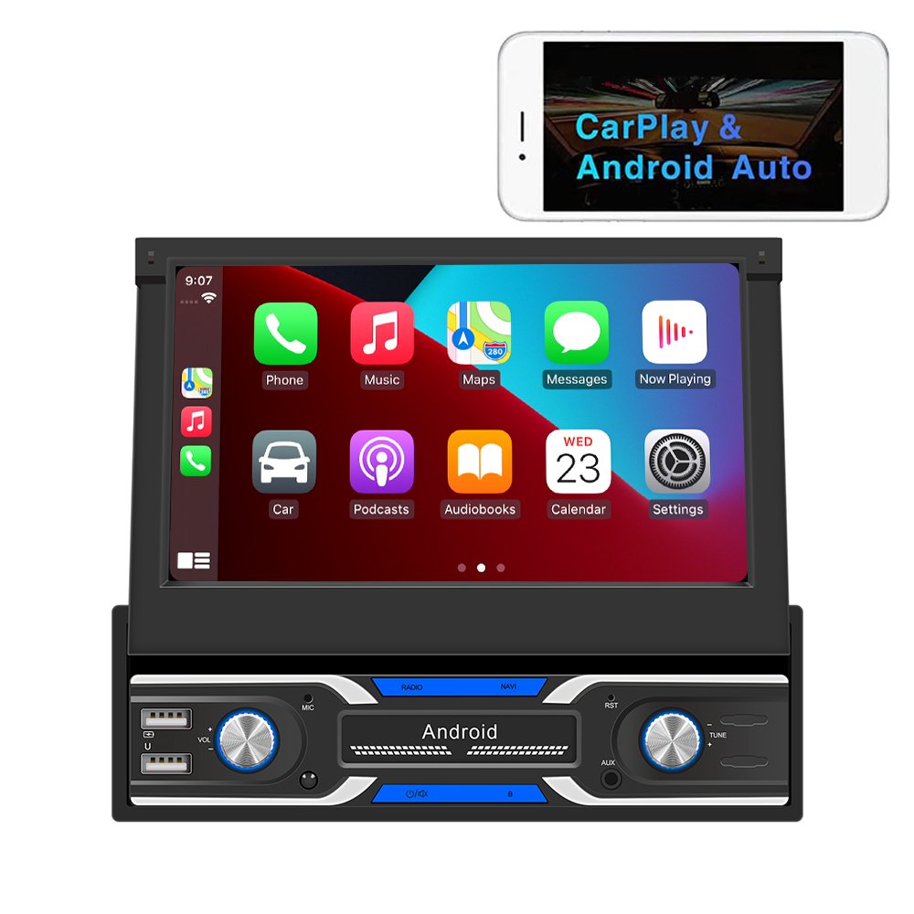 Universal Single 1 Din 7 inch Touch Screen Stereo FM AM GPS Navigation android Car DVD Player with carplay