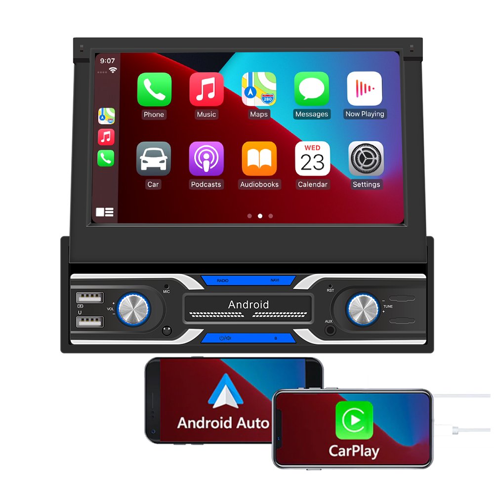 Universal Single 1 Din 7 inch Touch Screen Stereo FM AM GPS Navigation android Car DVD Player with carplay