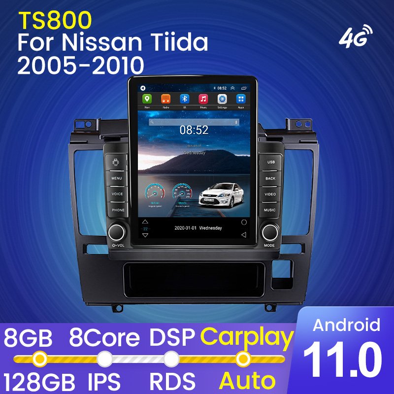 MEKEDE Tesla Android 11 8+128G car radio For Nissan Tiida 2005-2010 split-screen GPS BT Stereo AM FM car gps car stereo system