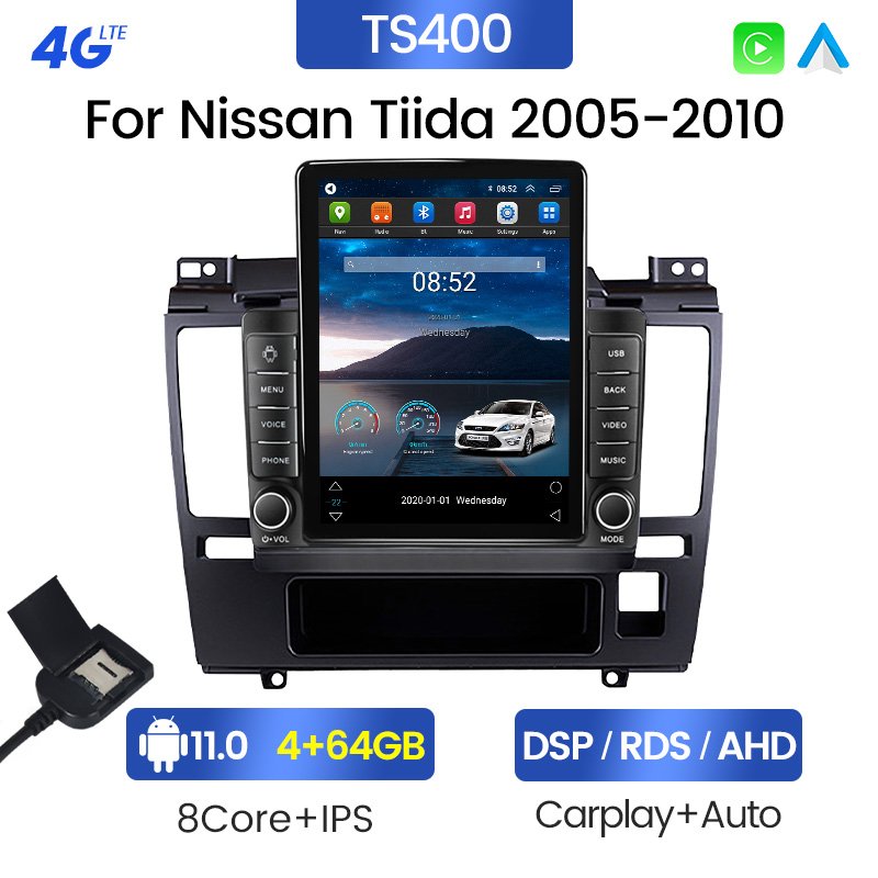 MEKEDE Tesla Android 11 8+128G car radio For Nissan Tiida 2005-2010 split-screen GPS BT Stereo AM FM car gps car stereo system