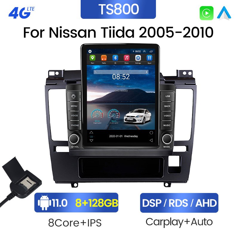 MEKEDE Tesla Android 11 8+128G car radio For Nissan Tiida 2005-2010 split-screen GPS BT Stereo AM FM car gps car stereo system