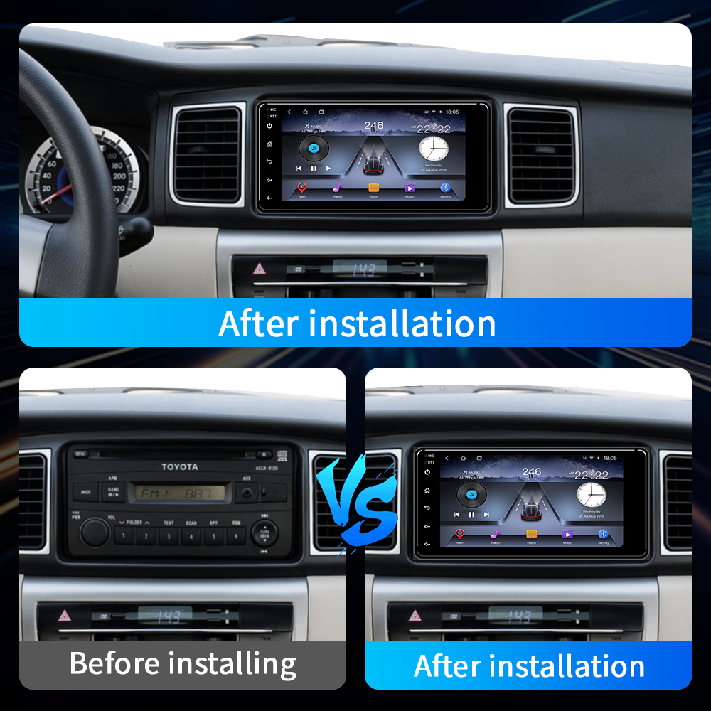 Android14 7inch BT Multi-Touch Screen Car Stereo for Toyota with GPS WIFI 4G DSP 2DIN Android car dvd player