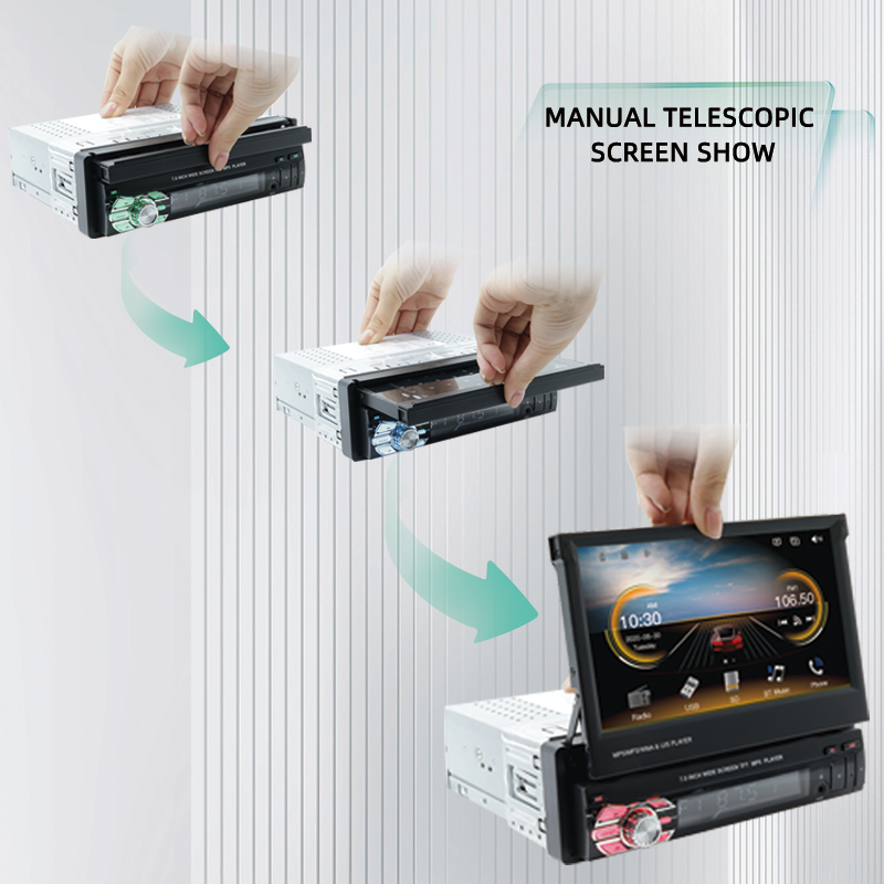 1din Car Digital Media Radio Retractable 7" Touch Screen Display Autoradio Stereo Mp5 Video Car Multimedia Dvd Player