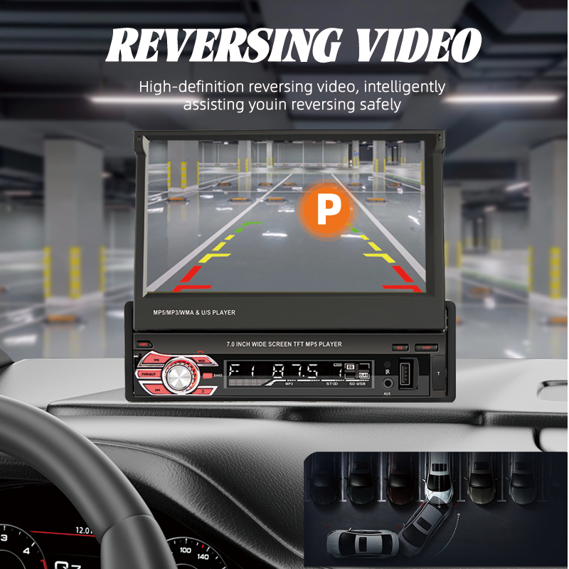 1din Car Digital Media Radio Retractable 7" Touch Screen Display Autoradio Stereo Mp5 Video Car Multimedia Dvd Player