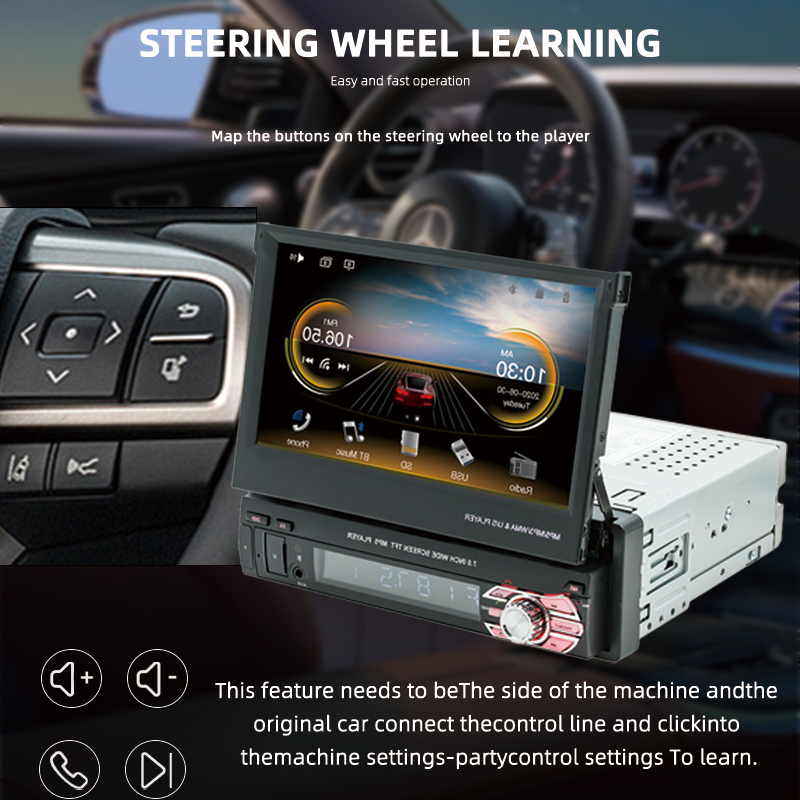 1din Car Digital Media Radio Retractable 7" Touch Screen Display Autoradio Stereo Mp5 Video Car Multimedia Dvd Player
