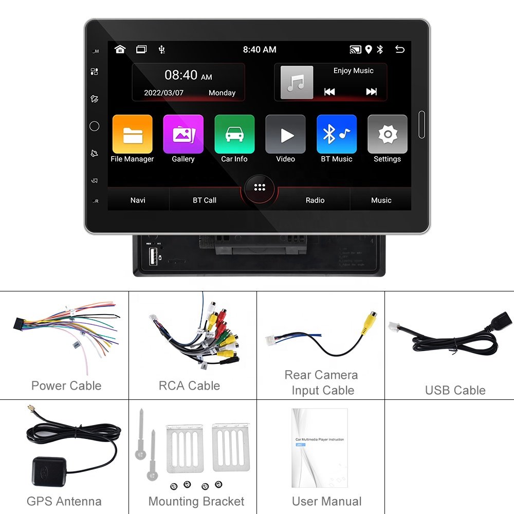 (EU Stock) Podofo 10.1" 1 Din Android Car Stereo Radio Autoradio 1+32GB Detachable Touchscreen GPS Navigation WIFI BT FM RDS