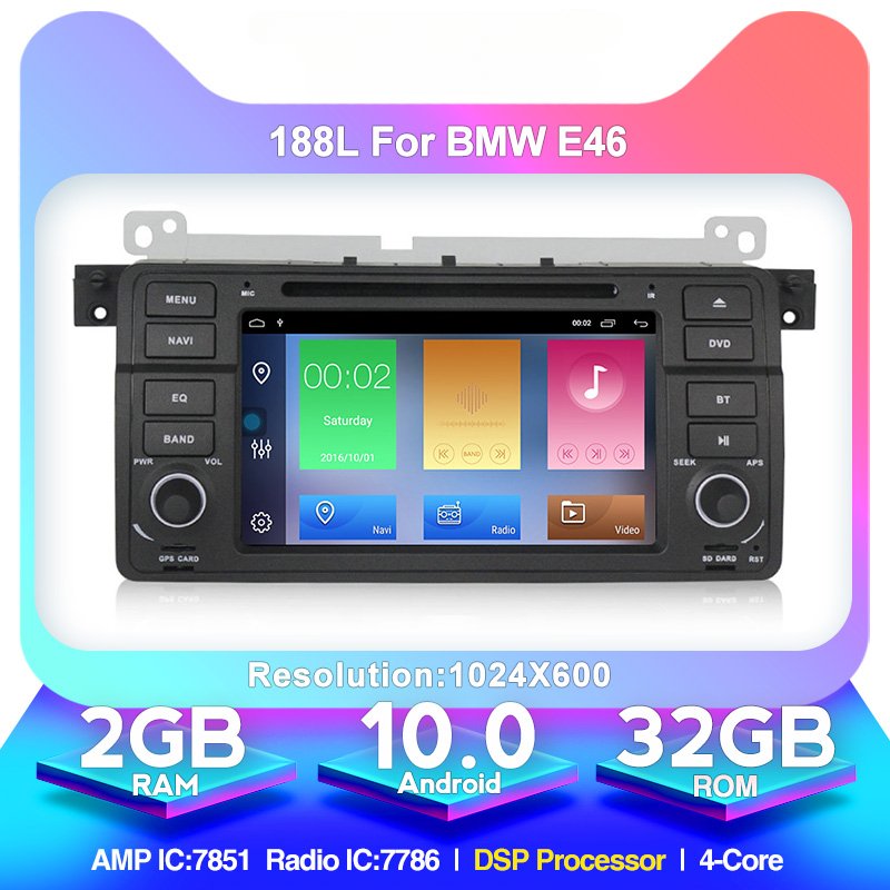 7" Android 10 Quad Core Car DVD Player for BMW E46 Car Radio 2G RAM+32G ROM audio radio autoradio stereo with wifi gps