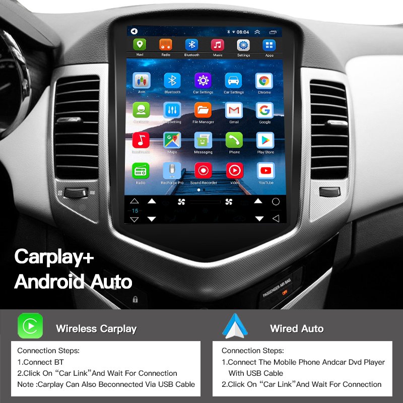 10.4" Android 13 Car Radio for Chevrolet Cruze J300 2008-2021 Multimedia Player GPS 2din Carplay Auto Stereo Screen FM Bluetooth