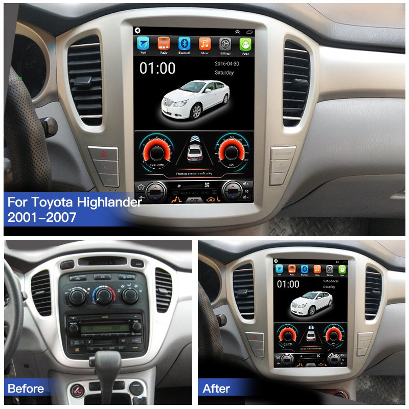 12.1" For Tesla Screen Car Radio For Toyota Highlander 2001-2007 Kliger 2003 Android 13 GPS Autoradio Multimedia Video Player BT