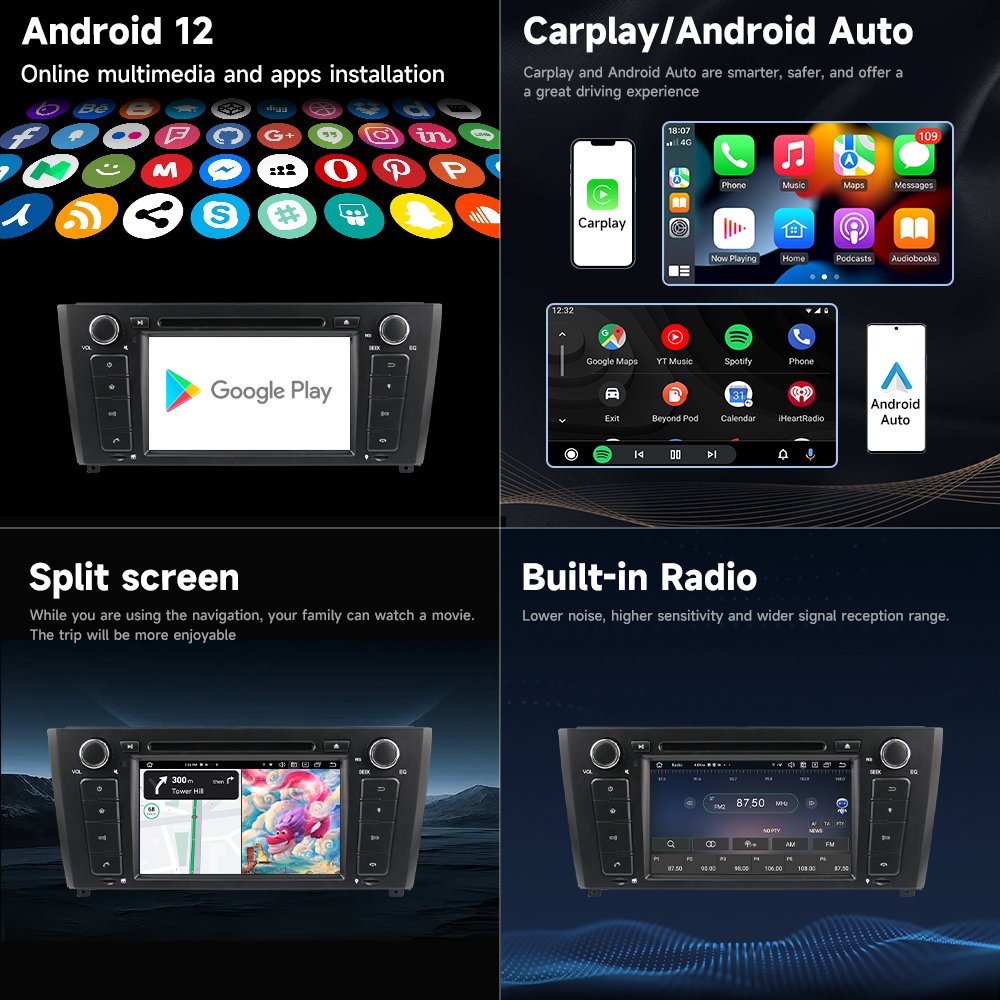 7'' 7862 Android11.0 Car DVD GPS Satnav for BMW 1 Serie E81 Hatchback E82 E88 with Built-in 4G DSP CarPlay & AndroidAuto 8G+128G