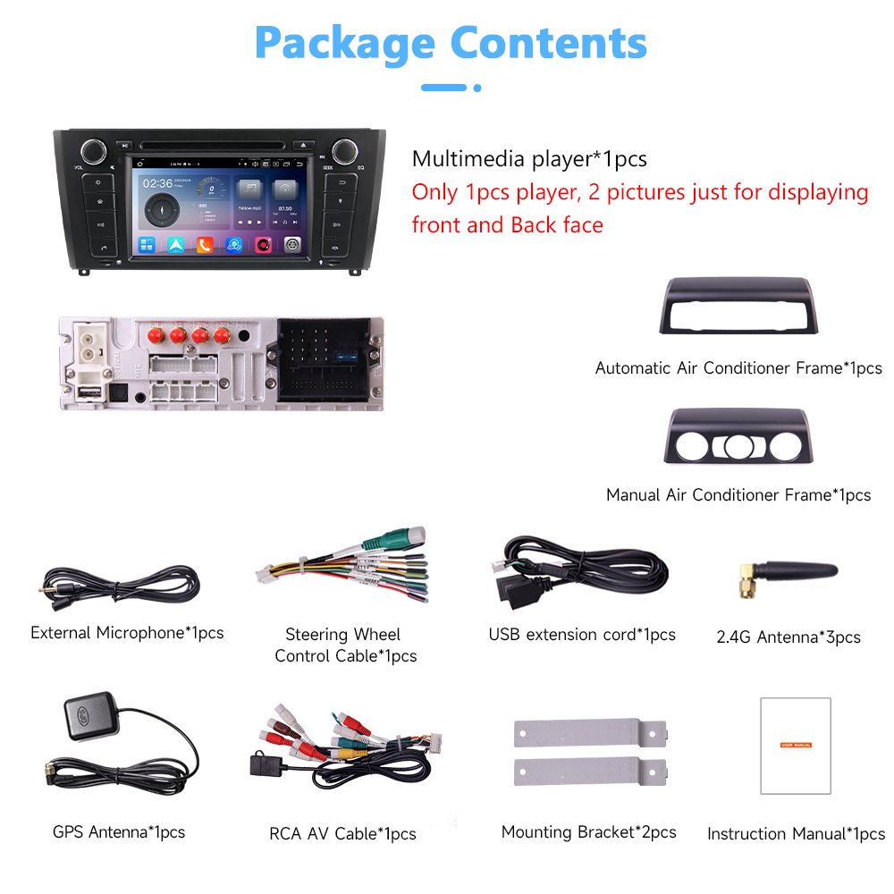 7'' 7862 Android11.0 Car DVD GPS Satnav for BMW 1 Serie E81 Hatchback E82 E88 with Built-in 4G DSP CarPlay & AndroidAuto 8G+128G